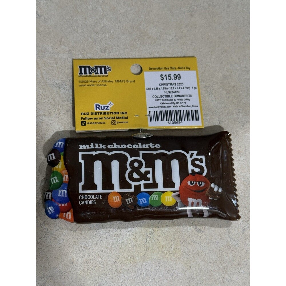 Ruz Package of M&Ms Candy Plastic Christmas Ornament - Picture 3 of 4